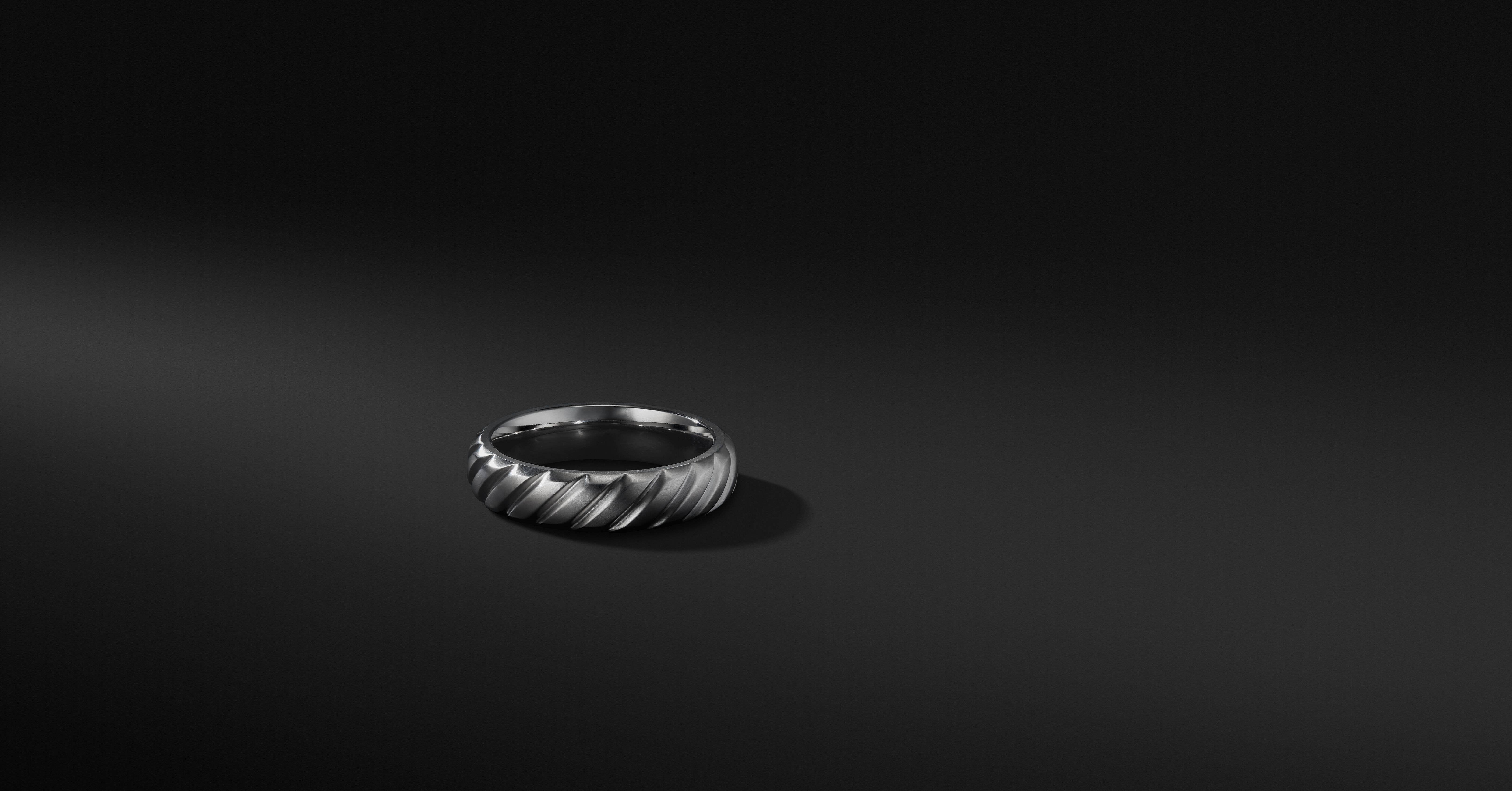 9mm Men's Yurman Titanium Rugged Black Groove David Wedding Band Ring 