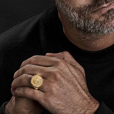 Roman Coin Ring in 18K Yellow Gold