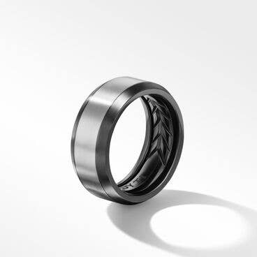 Beveled Band Ring in Black Titanium with Grey Titanium