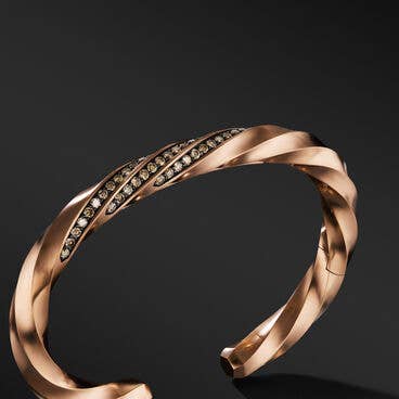 Cable Edge Cuff Bracelet in Recycled 18K Rose Gold, 8mm