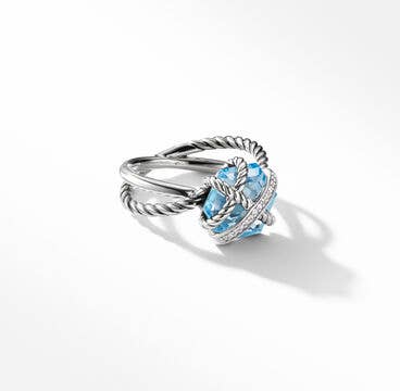 Cable Wrap Ring with Blue Topaz and Pavé Diamonds