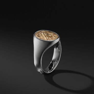 Petrvs® Bee Pinky Ring in Sterling Silver with 18K Yellow Gold