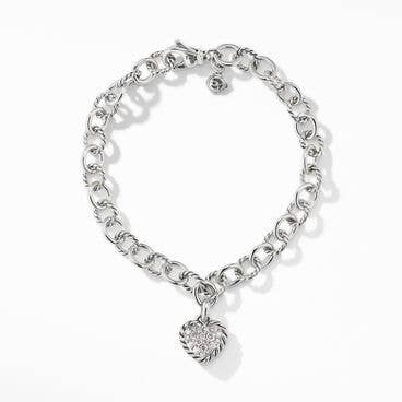 Cable Collectibles® Cookie Classic Heart Bracelet in Sterling Silver with Pavé Diamonds