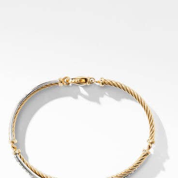 Crossover Linked Bracelet in 18K Yellow Gold with Pavé Diamonds