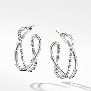 Crossover Hoop Earrings in Sterling Silver