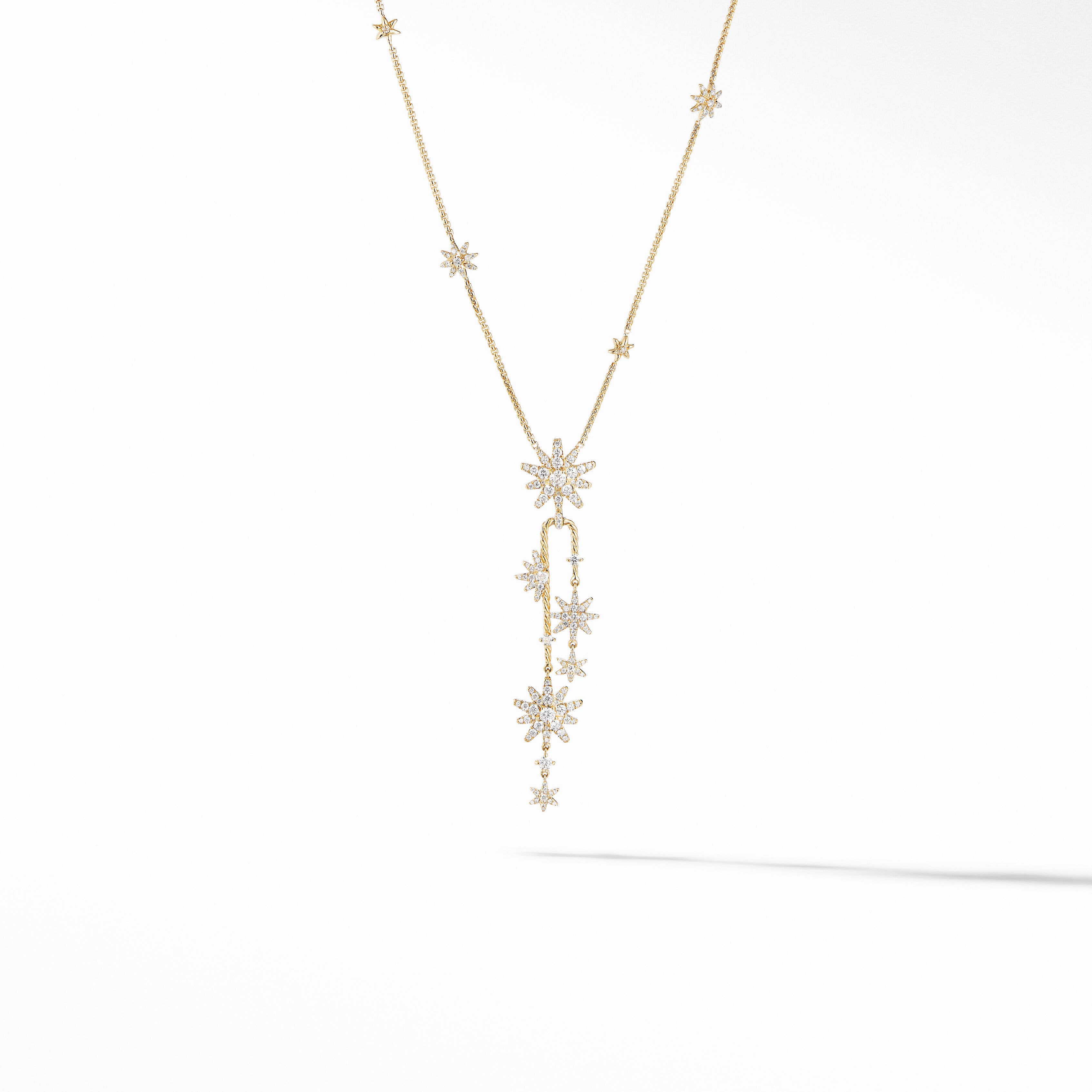 Starburst Cluster Necklace in 18K Yellow Gold with Full Pavé Diamonds