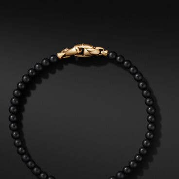 Spiritual Beads Evil Eye Bracelet with Black Onyx, Sapphire and 18K Yellow Gold