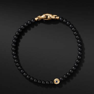 Spiritual Beads Evil Eye Bracelet with Black Onyx, Sapphire and 18K Yellow Gold
