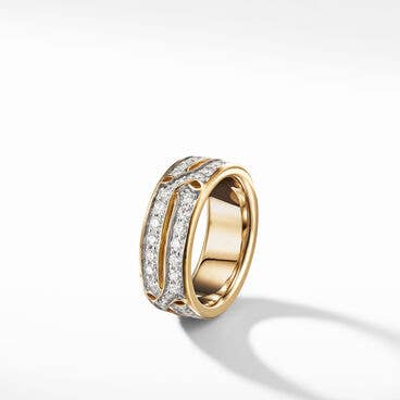 Armory® Band Ring in 18K Yellow Gold with Pavé Diamonds