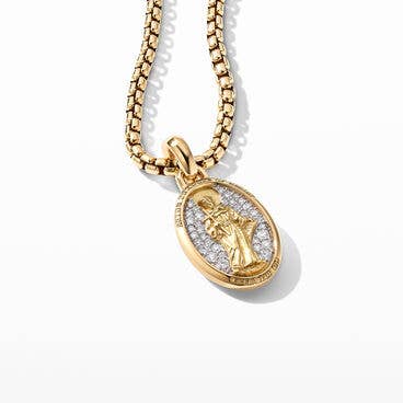 St. Francis Amulet in 18K Yellow Gold with Pavé Diamonds