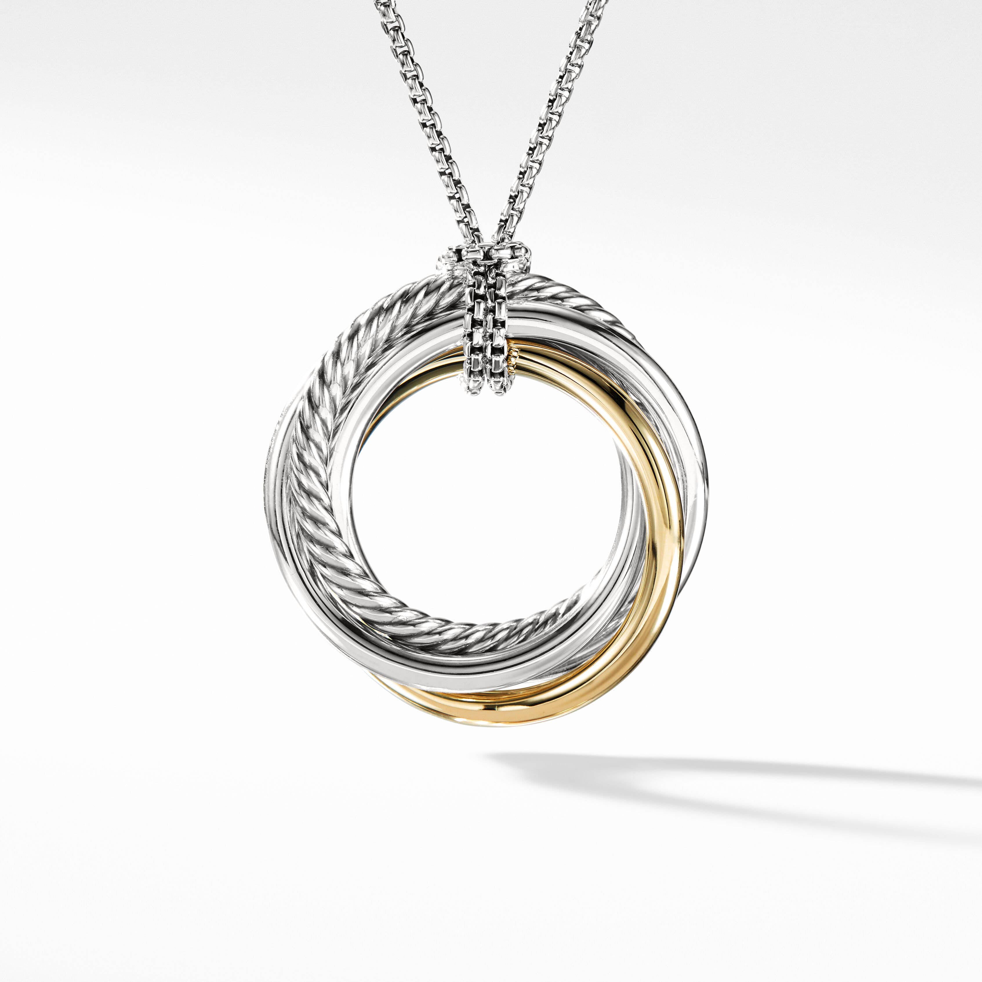 Crossover Pendant Necklace in Sterling Silver with 14K Yellow Gold