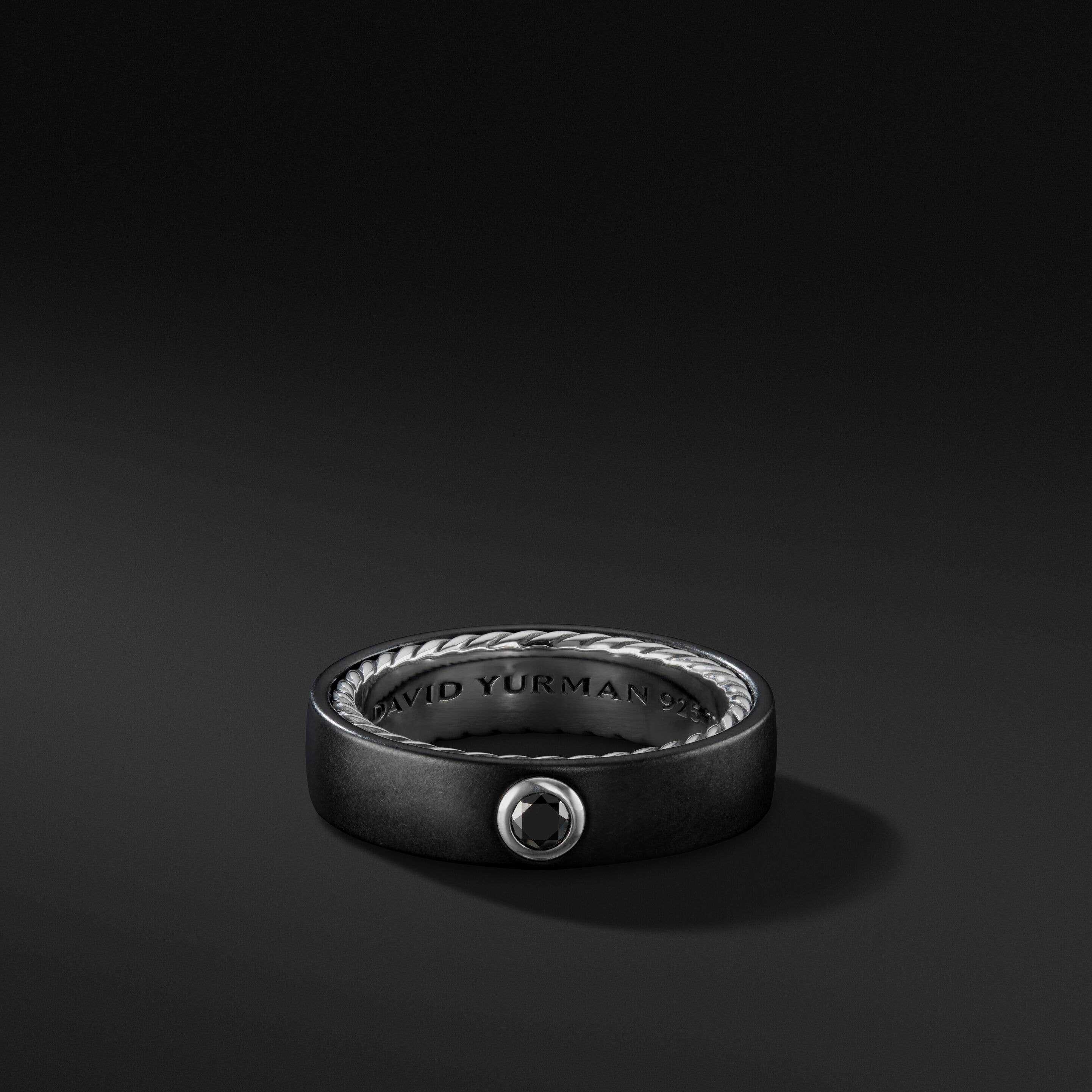 Streamline® Band Ring in Black Titanium with Center Black Diamond