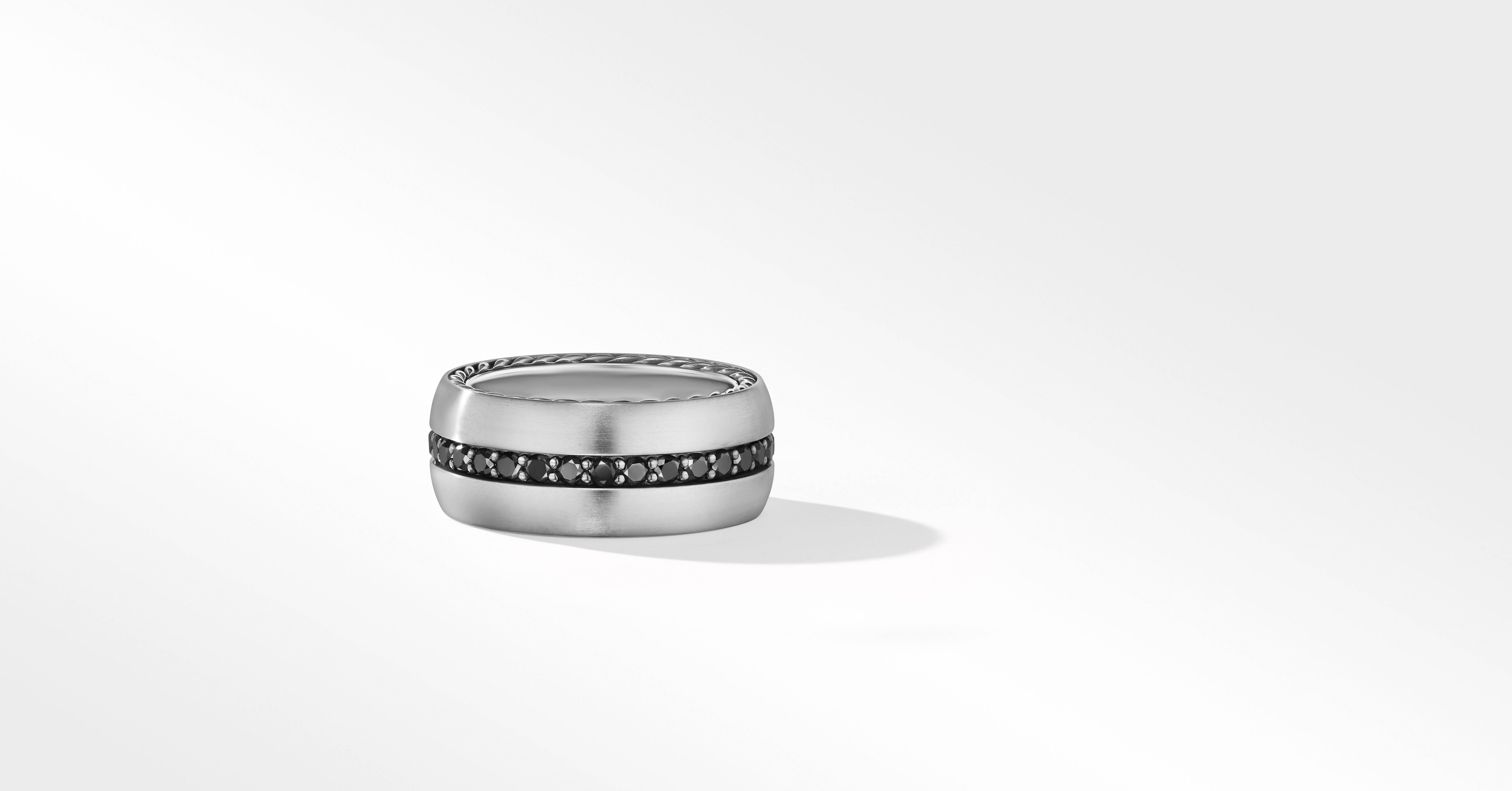 Streamline® Band Ring with Grey Titanium and Pavé Black Diamonds