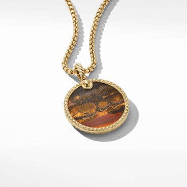 Limited DY Elements® Disc Pendant in 18K Yellow Gold with Marra Momba Tiger's Eye and Pavé Yellow Sapphires