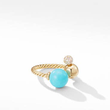 Solari Cluster Ring in 18K Yellow Gold with Turquoise and Pavé Diamonds