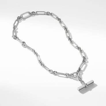 Lexington E/W Chain Necklace in Sterling Silver with Diamonds, 7mm