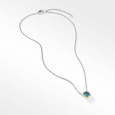 Petite Chatelaine® Pendant Necklace in Sterling Silver with Hampton Blue Topaz, 18K Yellow Gold and Pavé Diamonds