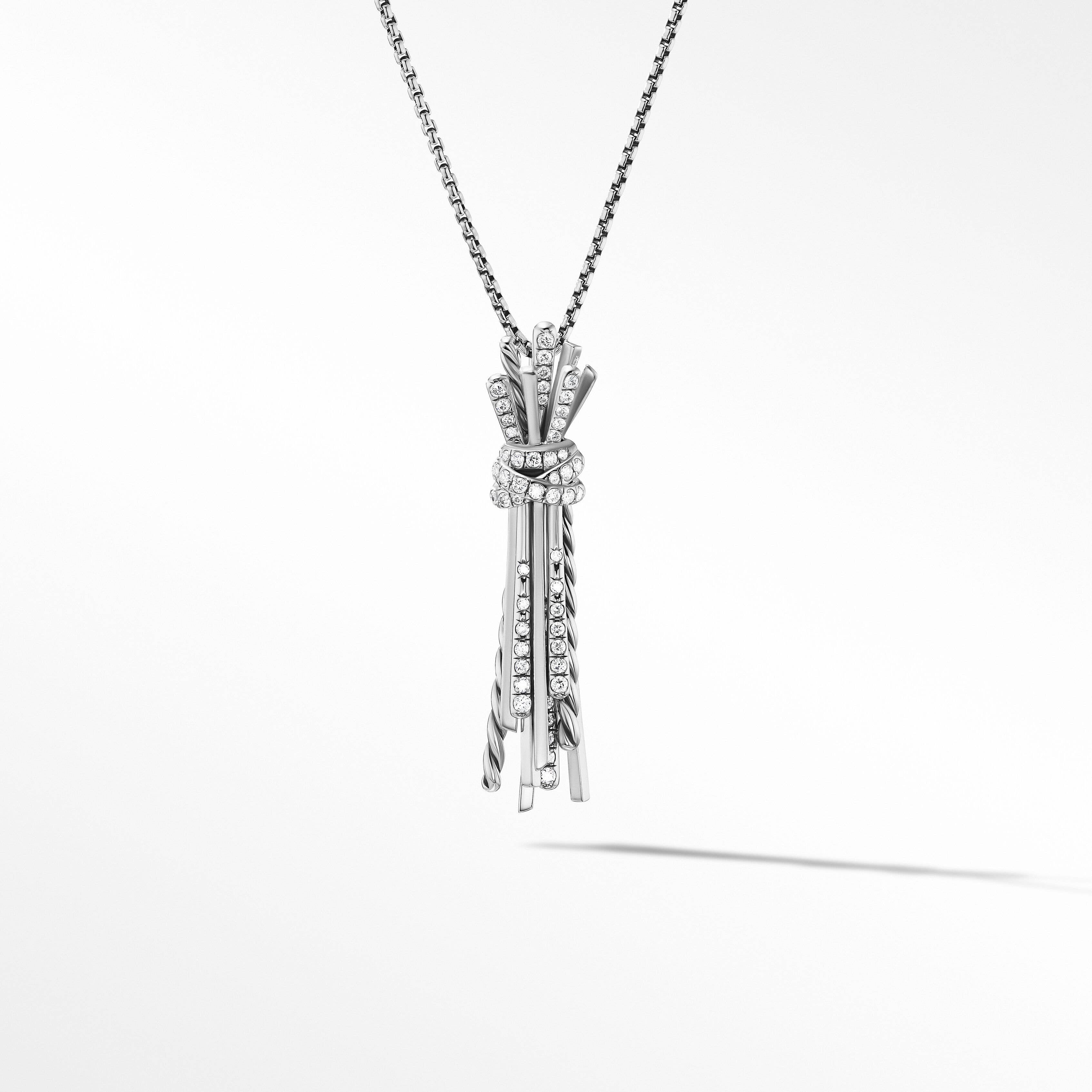 Angelika™ Flair Pendant Necklace in Sterling Silver with Pavé Diamonds