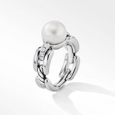 DY Madison Pearl Ring in Sterling Silver with Diamonds, 7.5mm
