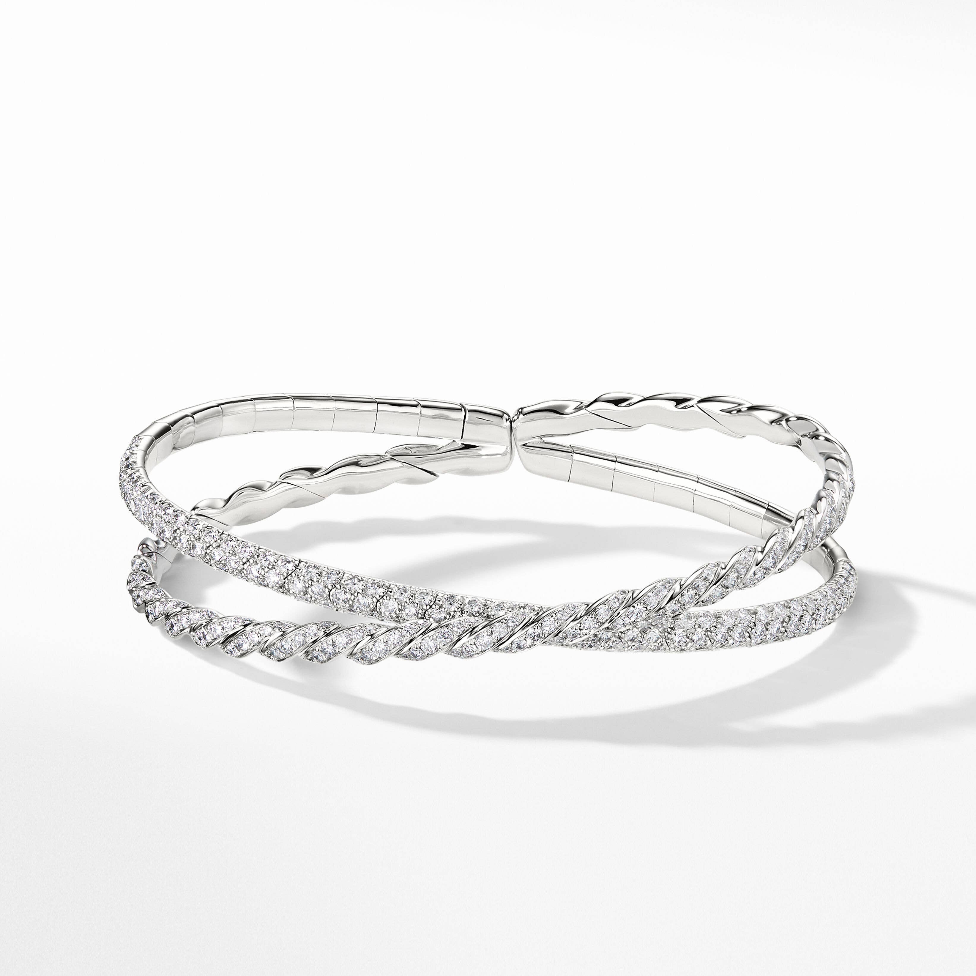 Pavéflex Two Row Bracelet in 18K White Gold with Diamonds