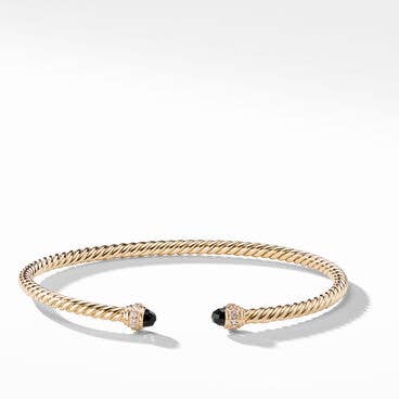 Cablespira® Bracelet in 18K Yellow Gold with Black Onyx and Pavé Diamonds