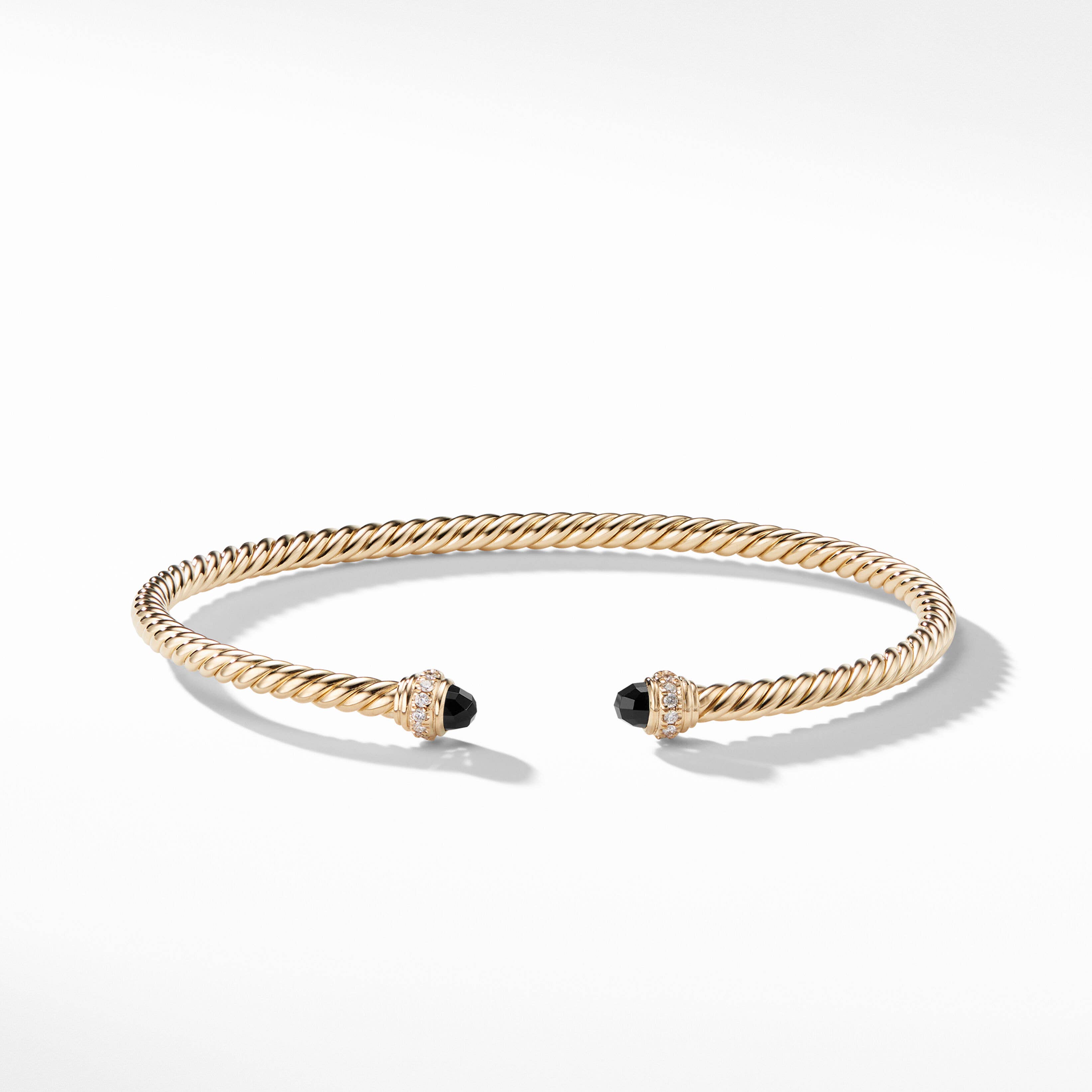 Cablespira® Bracelet in 18K Yellow Gold with Black Onyx and Pavé Diamonds