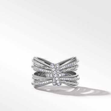 Angelika™ Four Point Ring in Sterling Silver with Pavé Diamonds