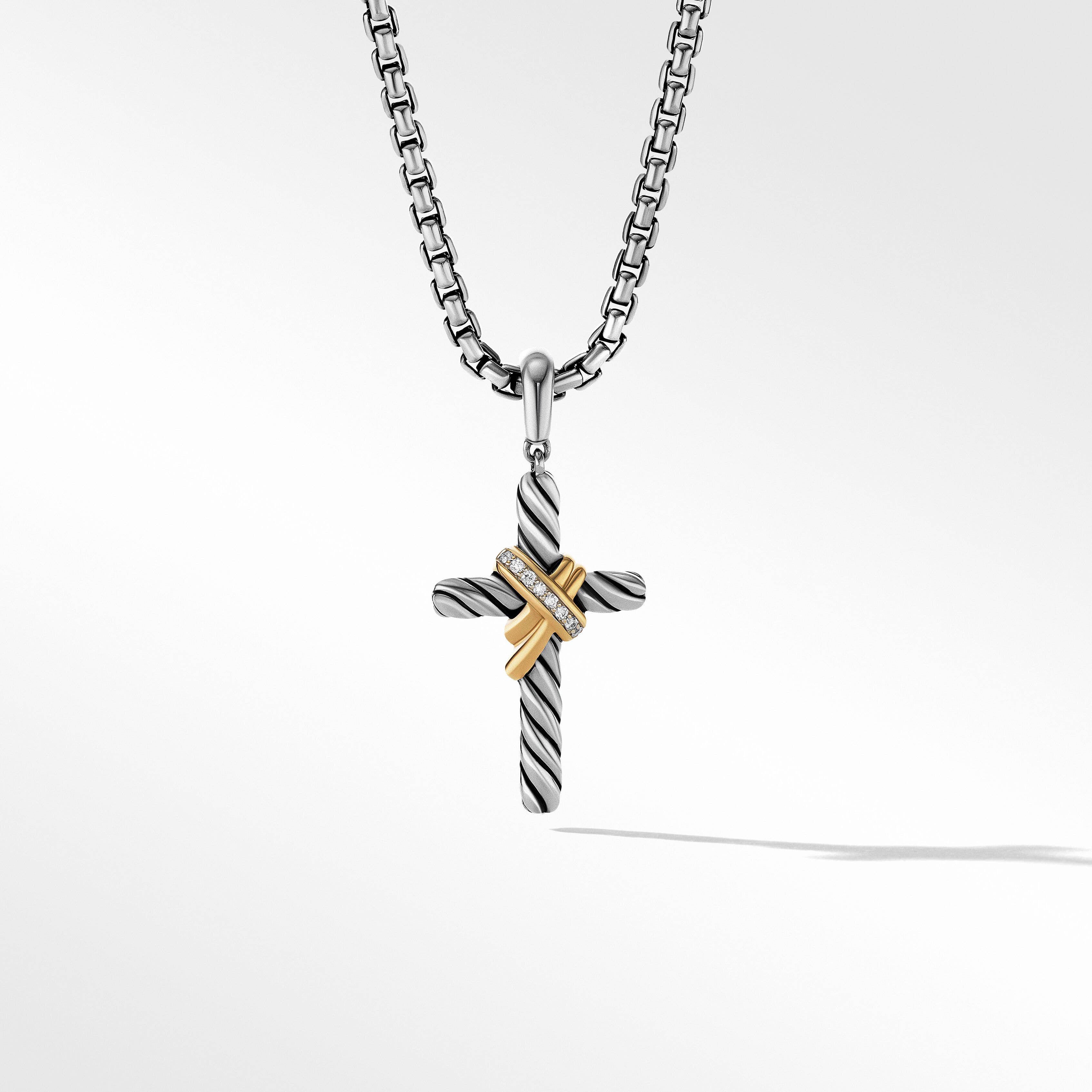 X Cross Pendant with 18K Yellow Gold and Pavé Diamonds