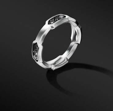 Hex Station Band Ring with Pavé Black Diamonds