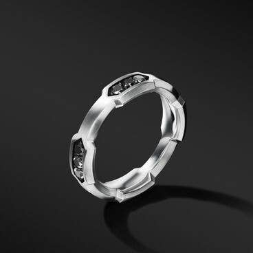 Hex Station Band Ring with Pavé Black Diamonds