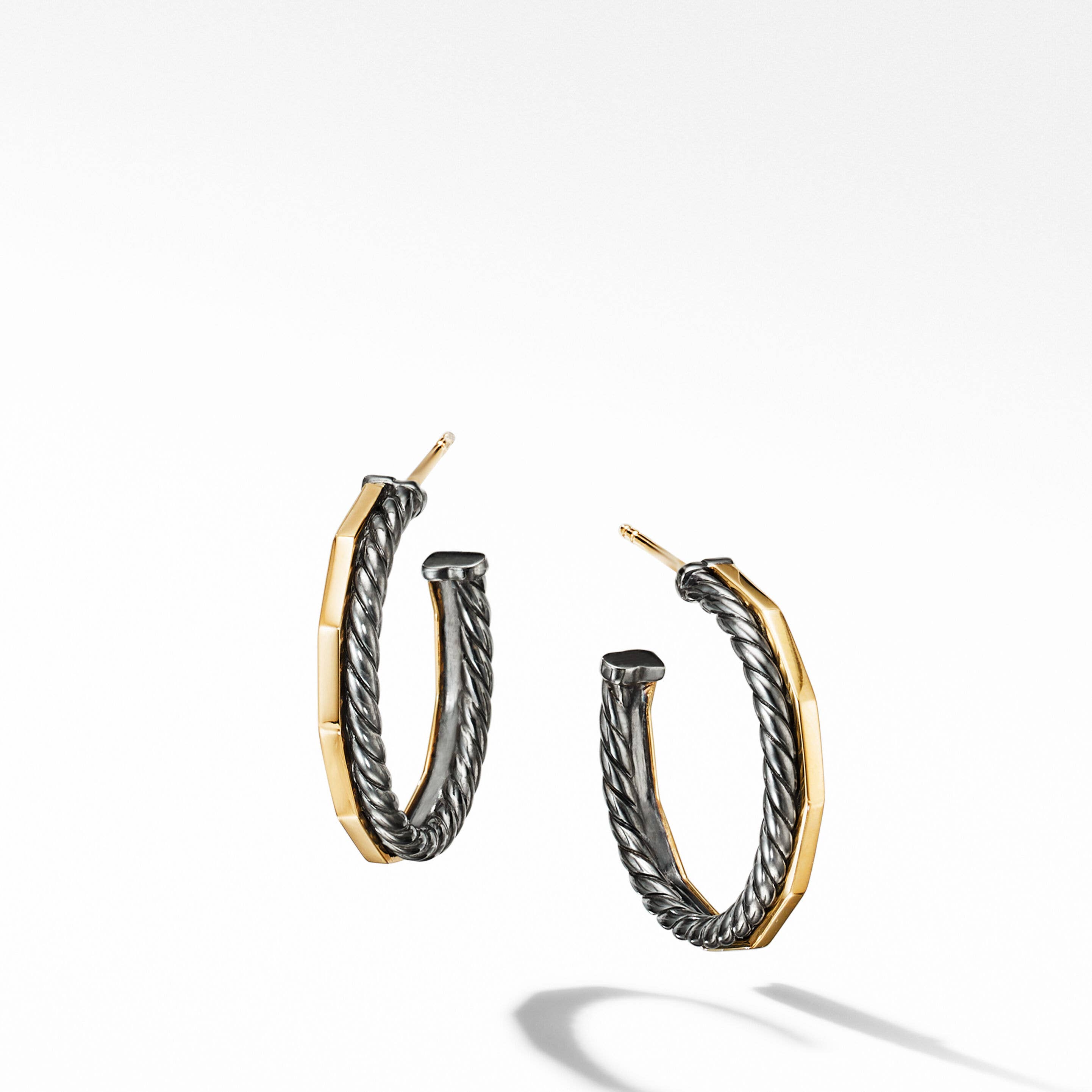Stax Hoop Earrings in Blackened Silver with 18K Yellow Gold