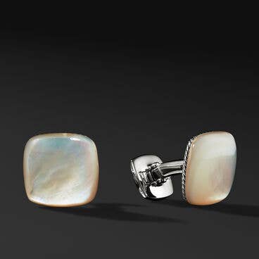 Streamline® Cushion Cufflinks in Sterling Silver with Mother of Pearl