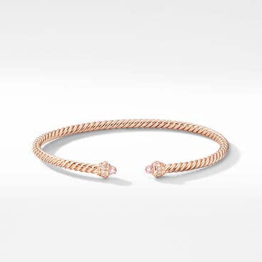 Cablespira® Color Bracelet in 18K Rose Gold with Morganite and Pavé Diamonds