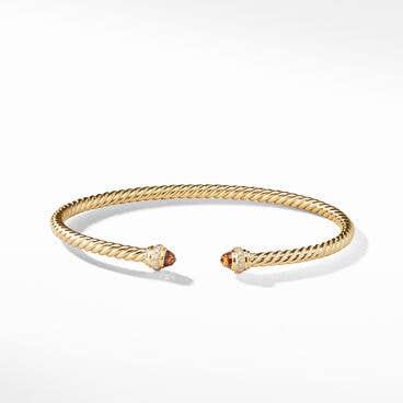 Cablespira® Bracelet in 18K Yellow Gold with Madeira Citrine and Pavé Diamonds