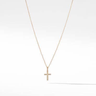 Cable Collectibles® Cross Necklace in 18K Yellow Gold with Pavé Diamonds