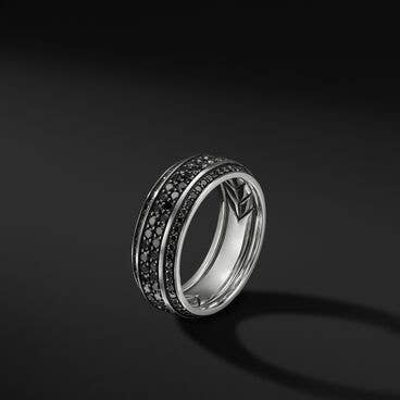 Streamline® Beveled Band Ring in Sterling Silver with Pavé Black Diamonds