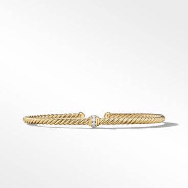 Cable Classics Centre Station Bracelet in 18K Yellow Gold with Pavé Diamonds