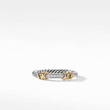 Petite Helena Wrap Band Ring in Sterling Silver with 18K Yellow Gold and Pavé Diamonds
