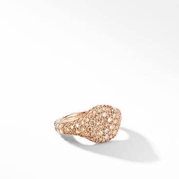 Chevron Pinky Ring in 18K Rose Gold with Pavé Cognac Diamonds