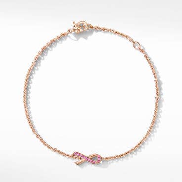 Cable Collectibles Ribbon Chain Bracelet in 18K Rose Gold with Pavé, 15mm