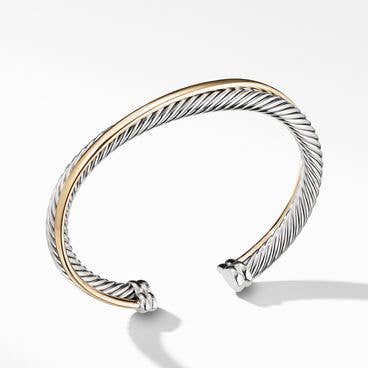 Crossover Two Row Cuff Bracelet with 18K Yellow Gold