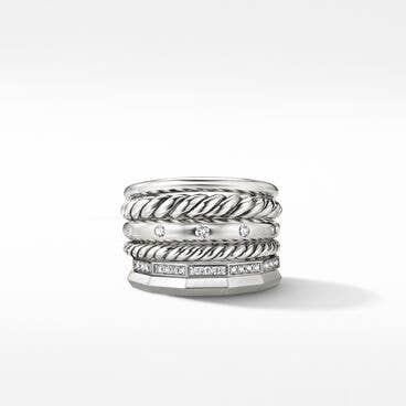 Stax Six Row Ring with Diamonds, 16mm
