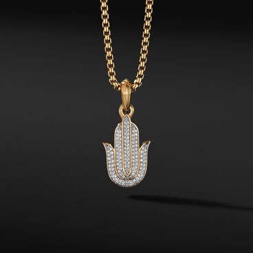 Hamsa Amulet in 18K Yellow Gold with Pavé Diamonds