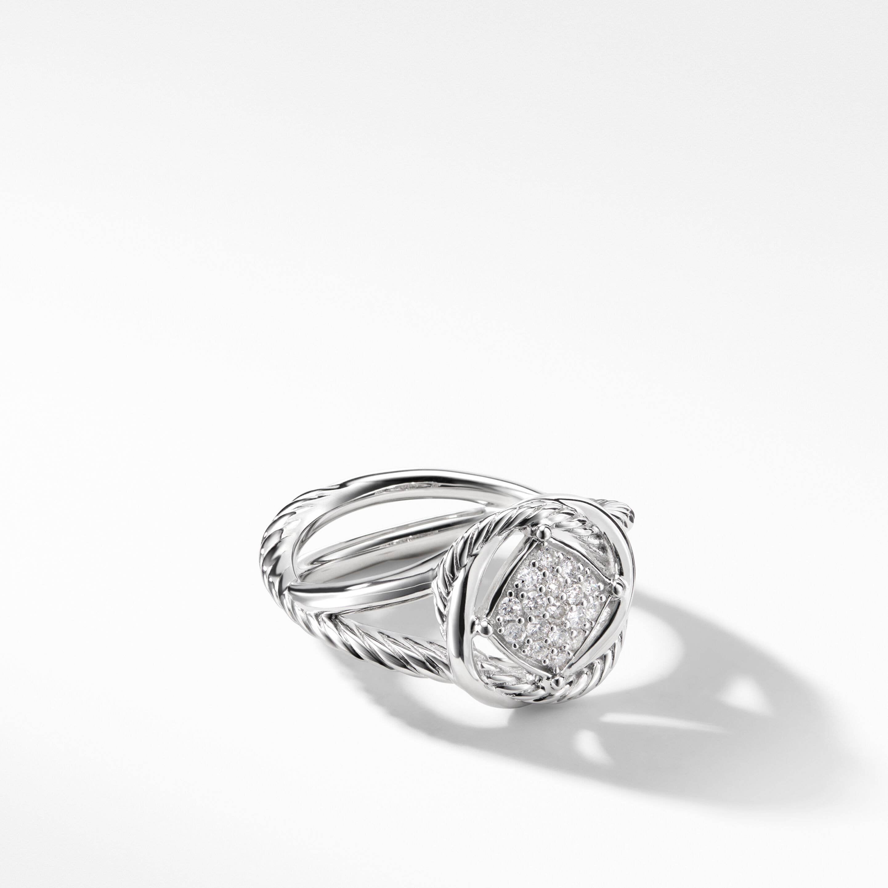 Infinity Ring in Sterling Silver with Pavé Diamonds