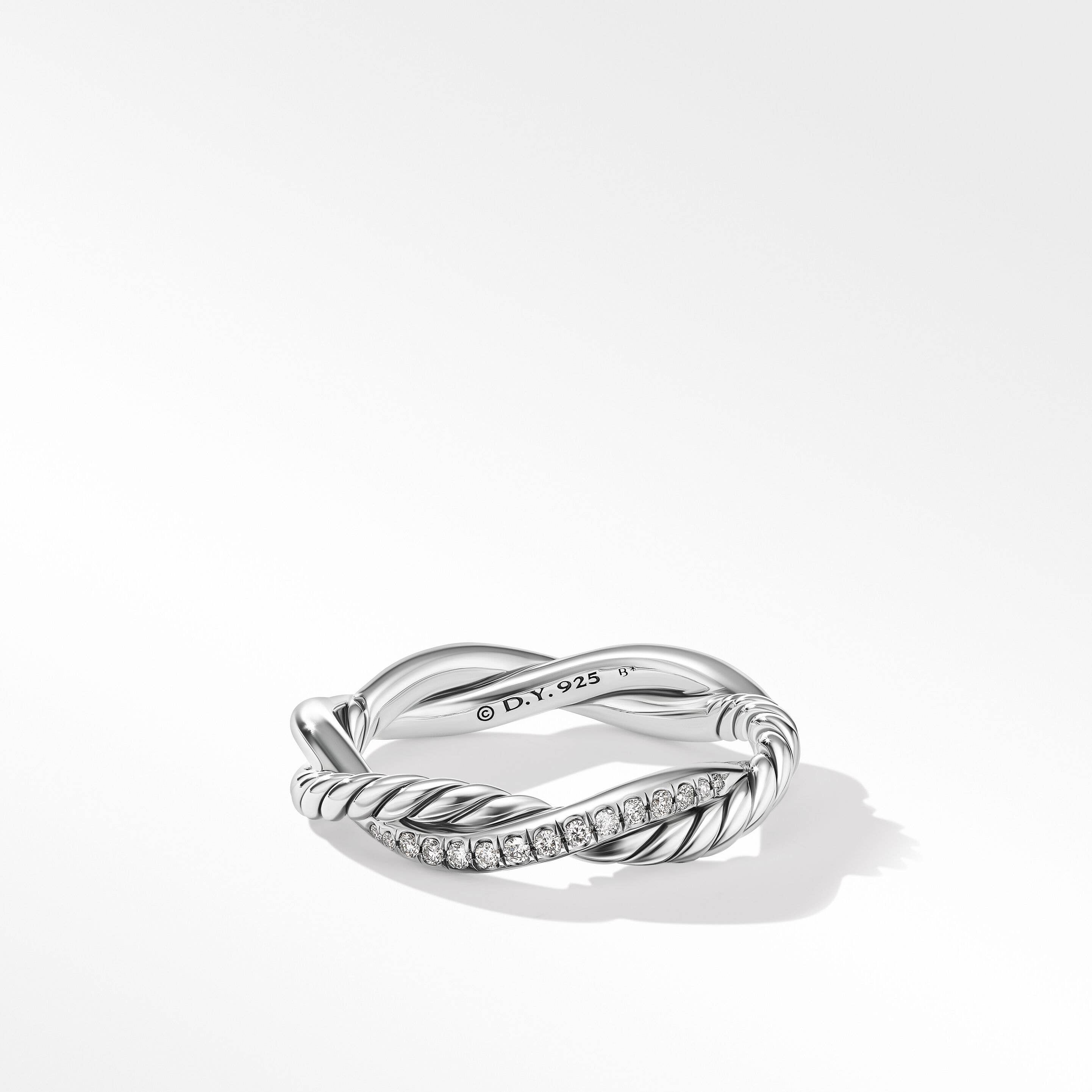 Petite Infinity Band Ring in Sterling Silver with Pavé Diamonds