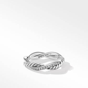 Petite Infinity Band Ring in Sterling Silver with Pavé Diamonds
