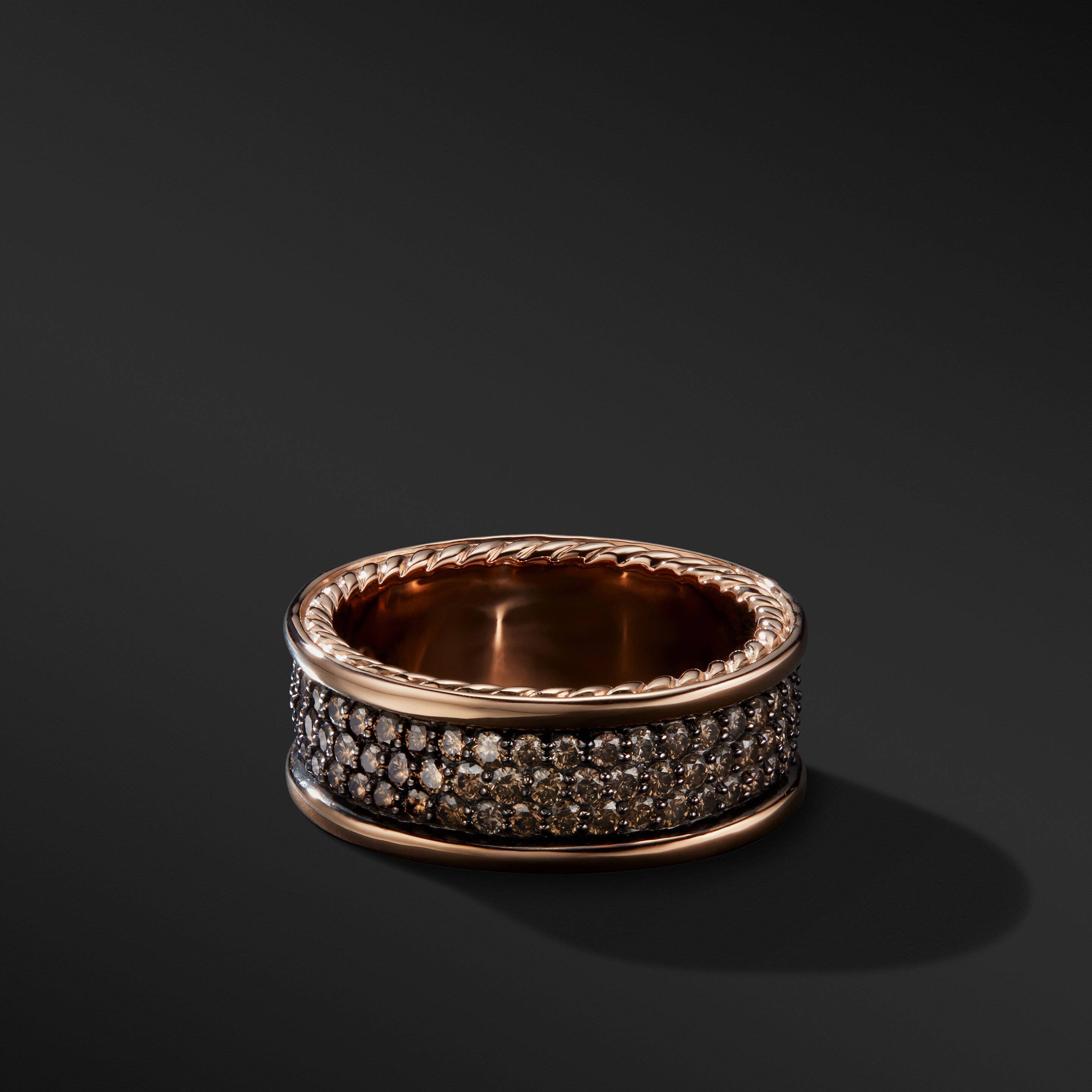 Streamline® Three Row Band Ring in 18K Rose Gold with Pavé Cognac Diamonds