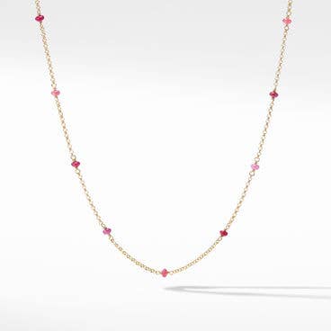 Cable Collectibles® Bead and Chain Necklace in 18K Yellow Gold with Rubies