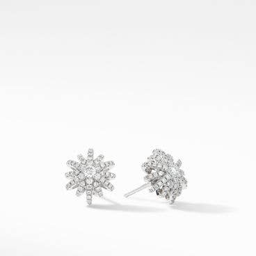 Starburst Stud Earrings in 18K White Gold with Full Pavé Diamonds