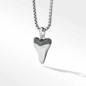 Shark Tooth Amulet in Sterling Silver with Pavé Black Diamonds